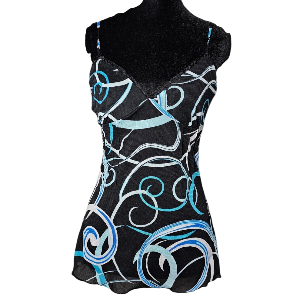 bebe Black and Blue Swirl Camisole